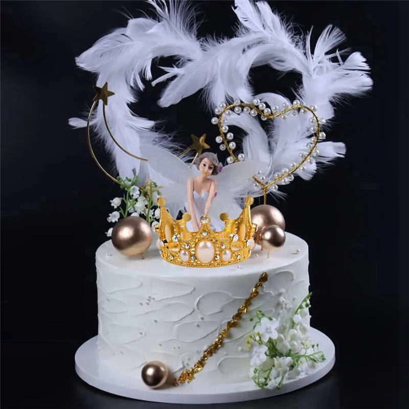 

4шт Золотая Корона Торт Топпер Принцесса Торт Украшения на День Рождения