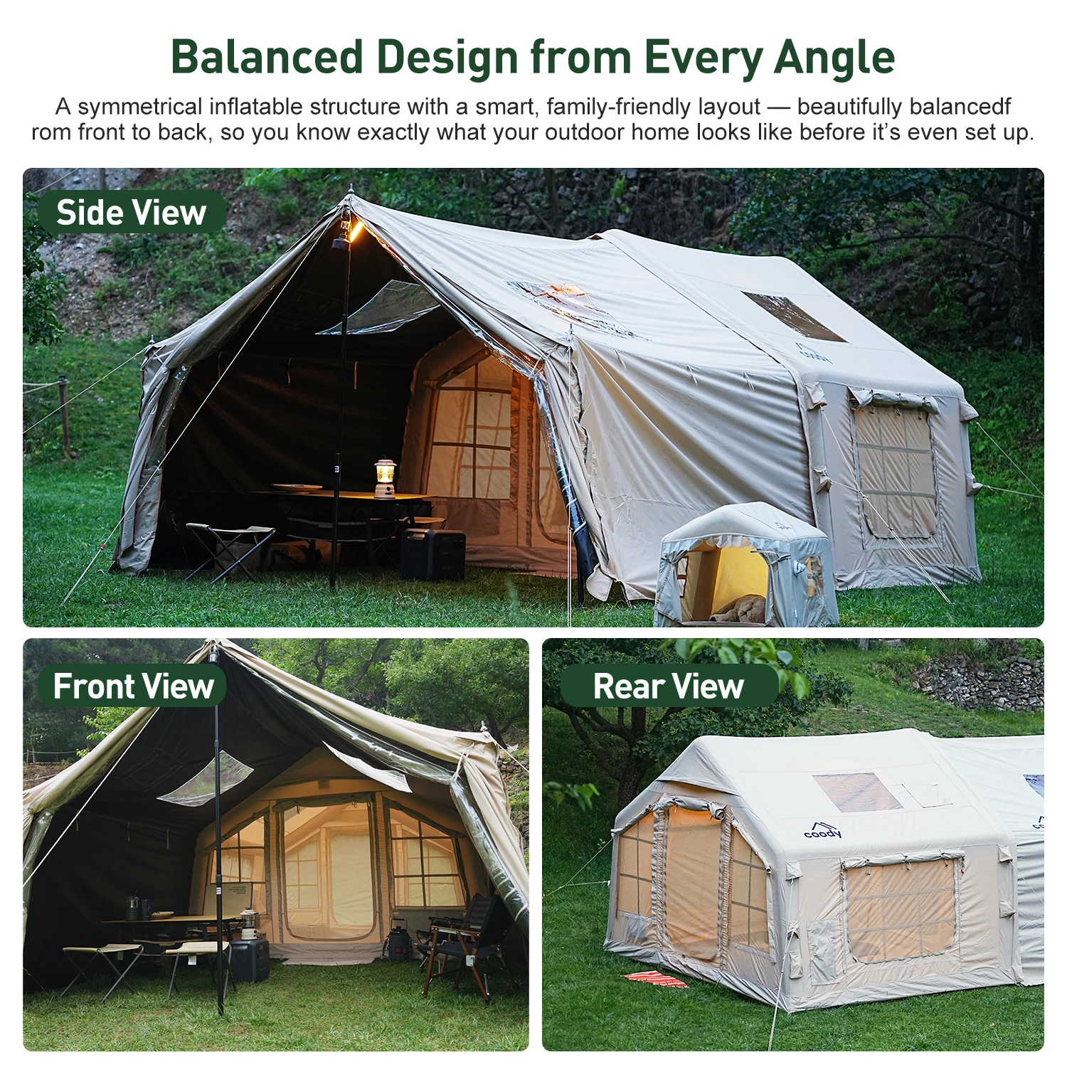 

8.0+Framed Foyer Air Tent-Beige Exclusive High Quality Luxury Air Tent Factory Direct Inflatable Camping Tent