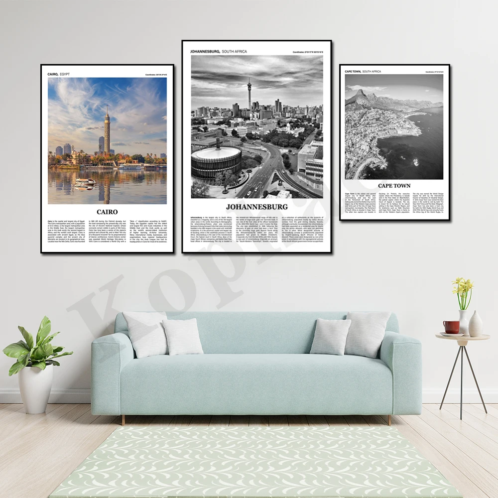 Petra Johannesburg Cape Town Cairo South Africa Egypt Black and White Full Color Abstract Landscape Travel Wall Art Poster