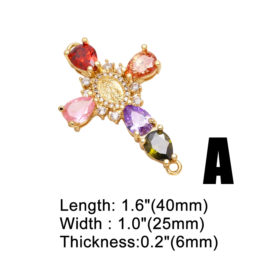 OCESRIO Crystal Big Cross Charms for Bracelet Copper Gold Plated Virgin Mary Crucifix accesorios de joyería envio gratis chma285