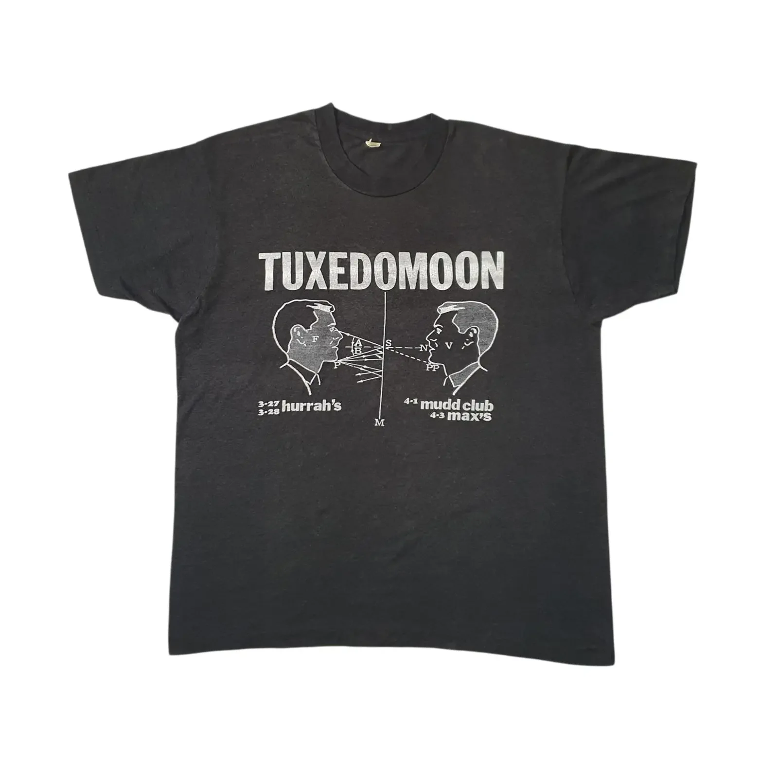 Vintage 1981 TUXEDOMOON Hurrah's Mudd Club Gig Tour T Shirt M L 80s Experimental Post Punk Avant Garde Rock  vintage Washed