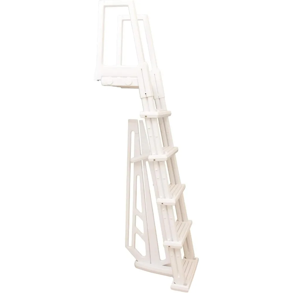 Escada de piscina acima do solo montada no deck com plataforma larga antiderrapante para piscinas de 48-54 polegadas