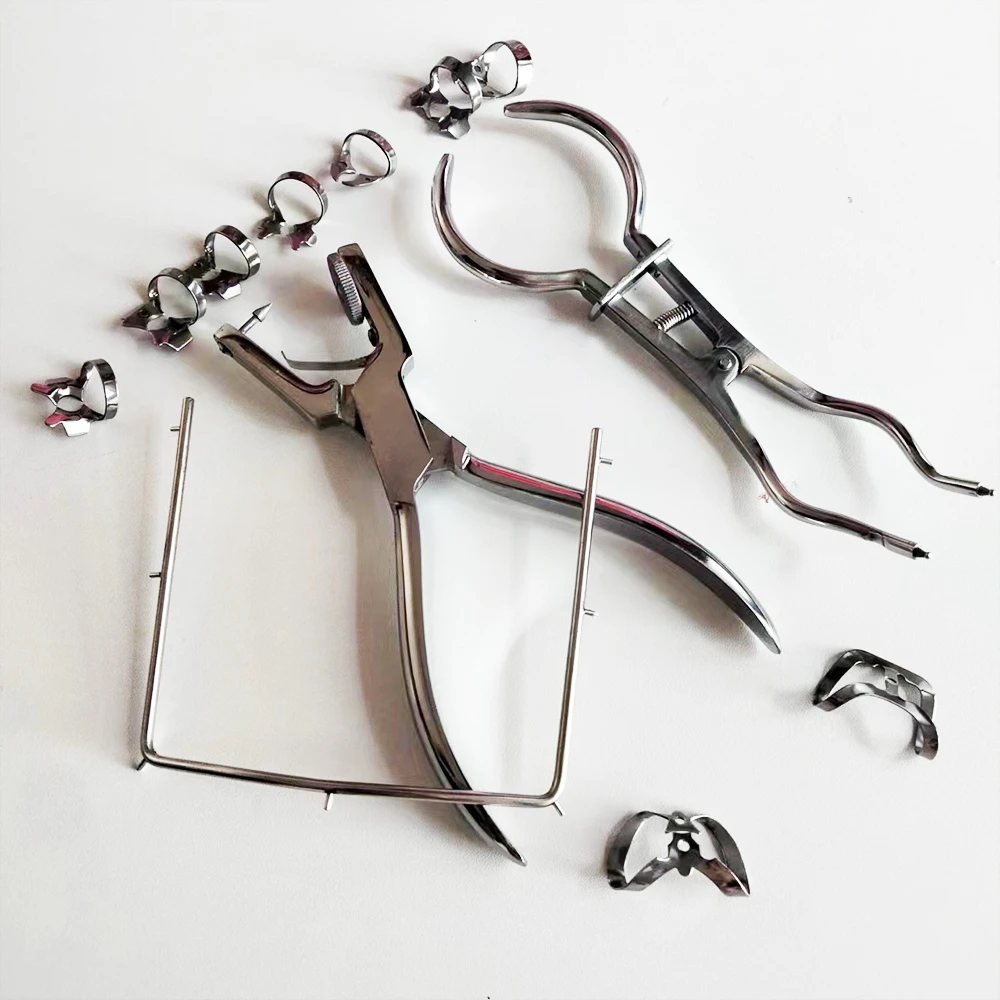 1 Set Dental Rubber Dam Perforator Puncher with Storage Bag Teeth Care Pliers Orthodontic Material Dentist Lab Device Equipment