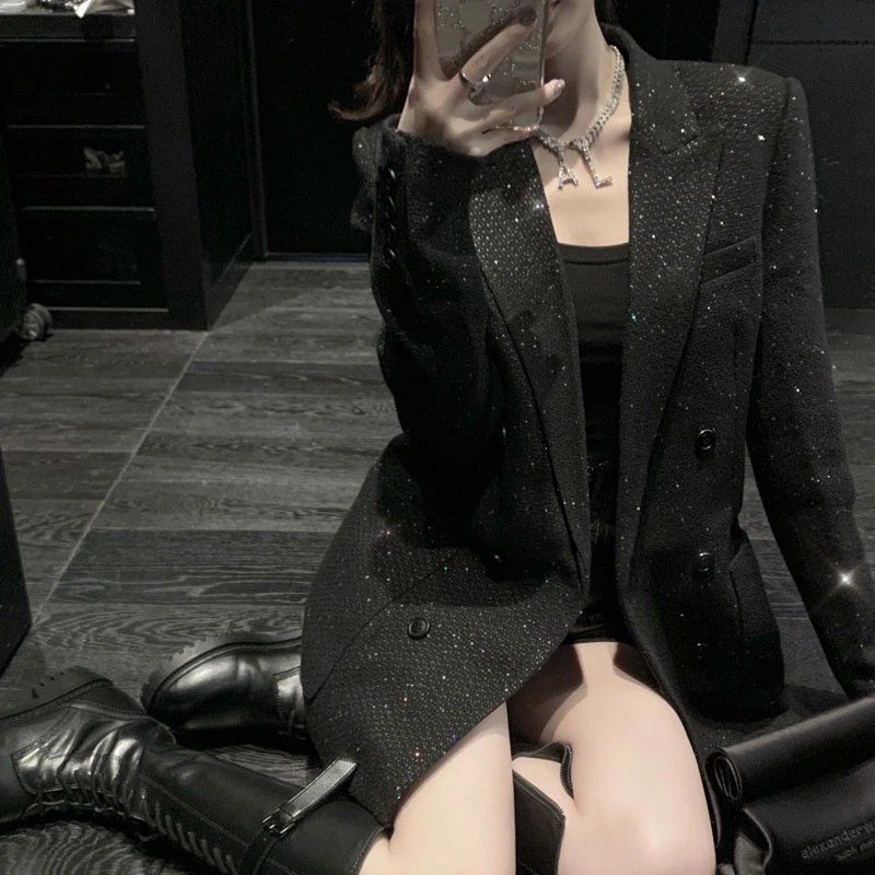 Ele Bla costume femme Sle Design Sensation décontracté petite Fraance vent manteau Long Sve coupe ajustée Double boutonnage