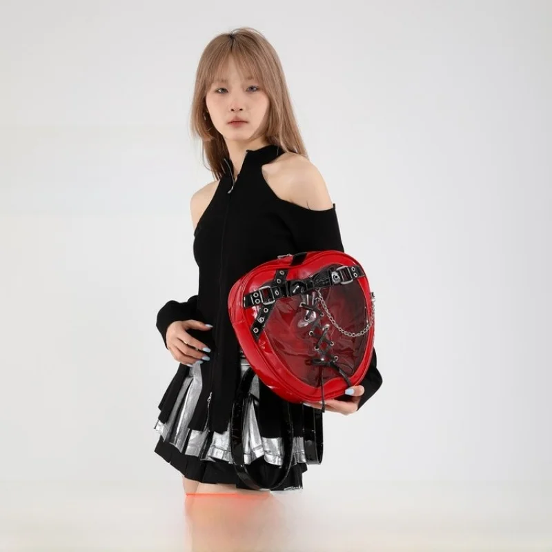2026 New Heart Shaped Large Capacity Backpack Casual Commuter Women's Bag Outdoor Functionality Style Double Shoulder Bag