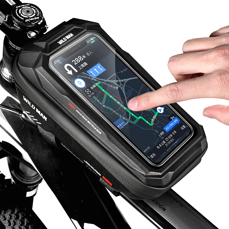 WILD MAN Bike Bag Front Rainproof Cycling Bag  Touch Screen Bicycle Phone Bag 6.5 Inch Mobile Phone Case Mtb Accessories