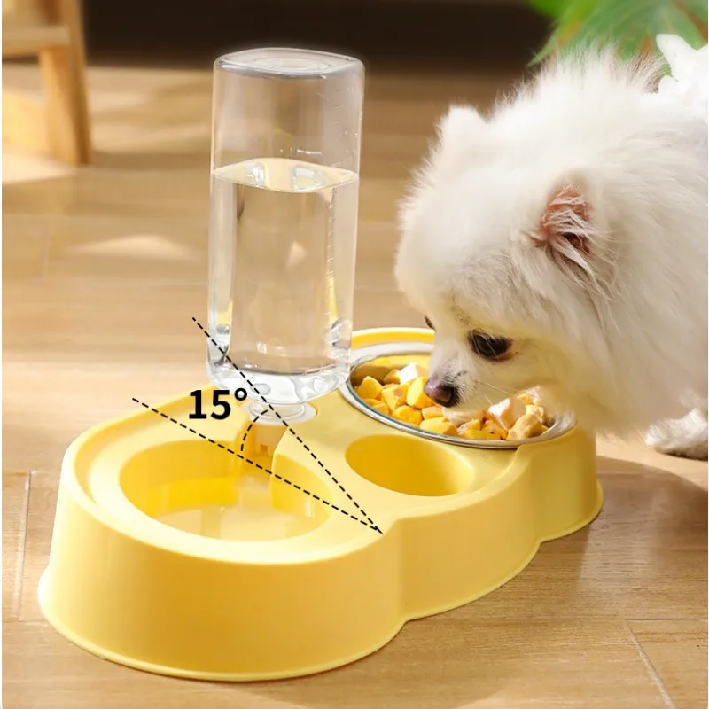 

Dog Bowl Detachable Dog Food Bowl Automatic Double Bowls for Dogs Feeding Water Stainless Steel Cat Food Bowls Pet Feeders