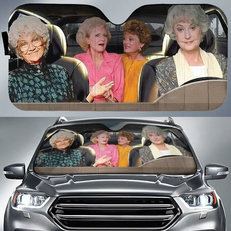 

The Golden Girls Car Auto Sunshade, Sitcom Series Blanche Devereaux Dorothy Zbornak Rose Nylund Sophia Petrillo Driving Car Sun