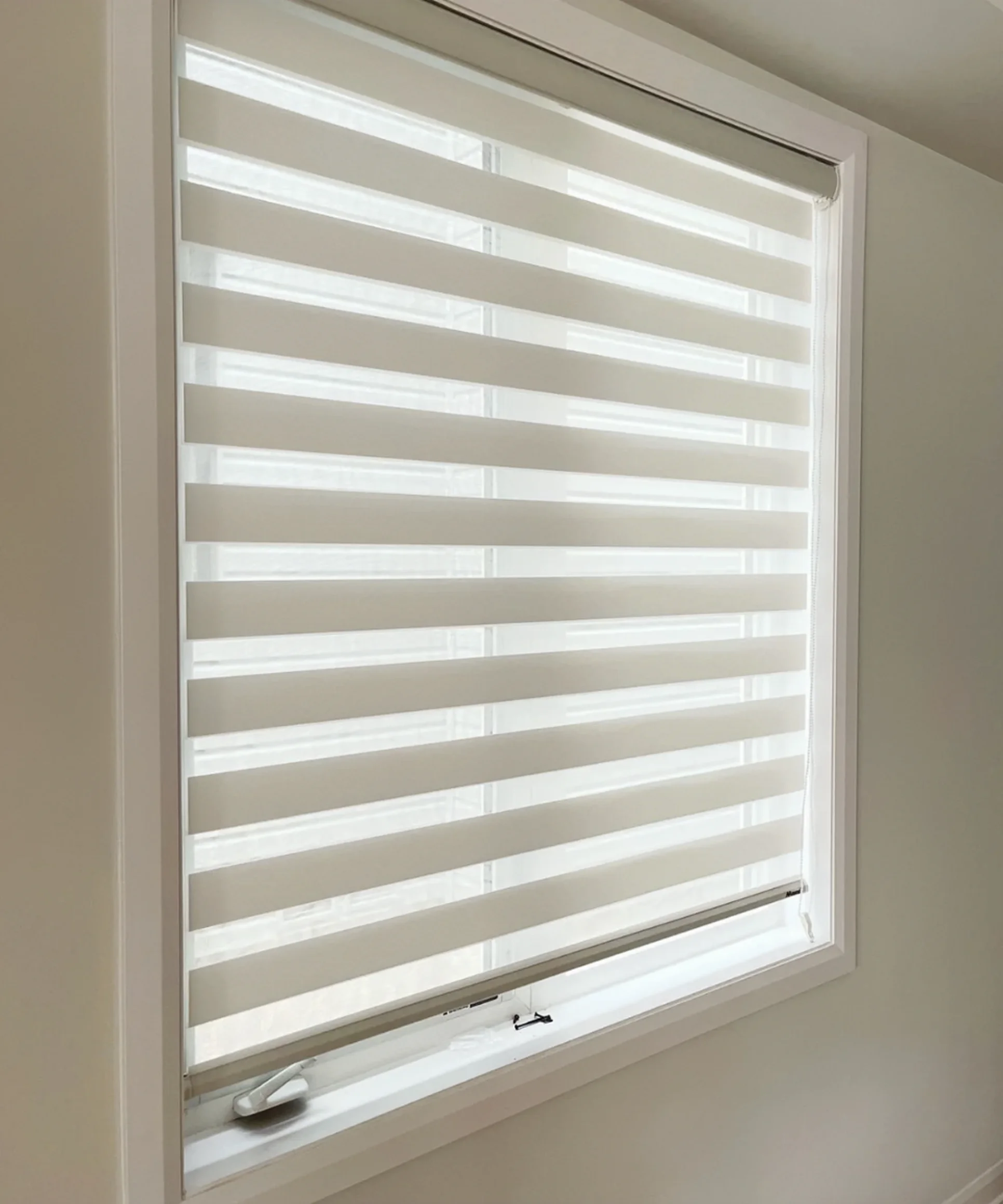 Zebra Blinds Custom Modern Polyester Roller Shades Smart Electric Curtains with Remote for Bedroom Built-in Privacy Features