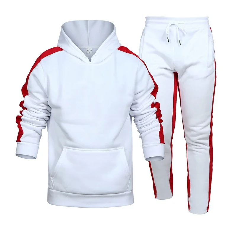 Autumn and Winter Jogging Suits for Men Striped Hoodie+Pants Casual Tracksuit Male Sportswear Gym Casual Clothing Sweat Suit New