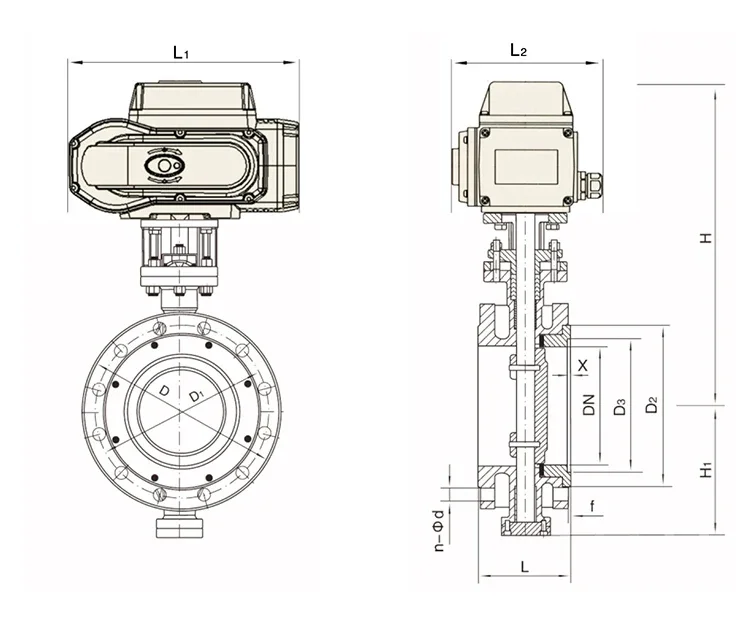 SS304 and SS316L metal seated electric triple offset butterfly valve