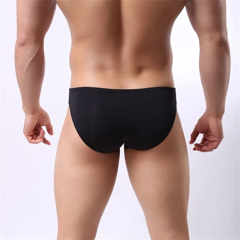 Scrotum Hole Penis Elephant Tube Briefs Men Ice Silk Panties Mens Underwear Gay Low Rise Pouch Sexy Briefs Male Underpants Brand