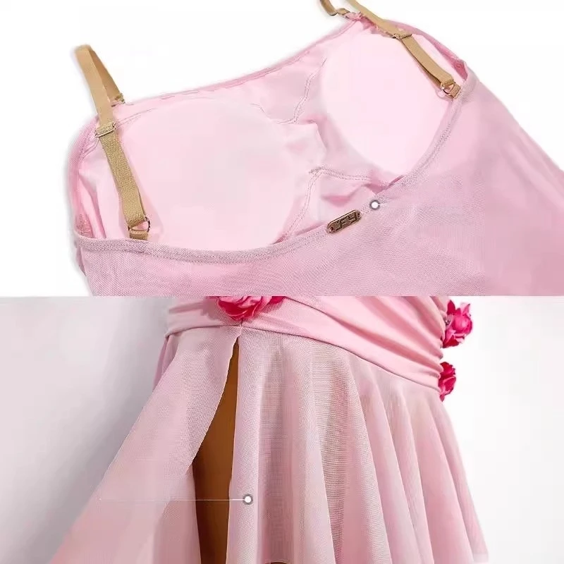 Latin Dance Dress Pink Camisole Dress National Standard Practice Dress High-end Dance Dress ALW162
