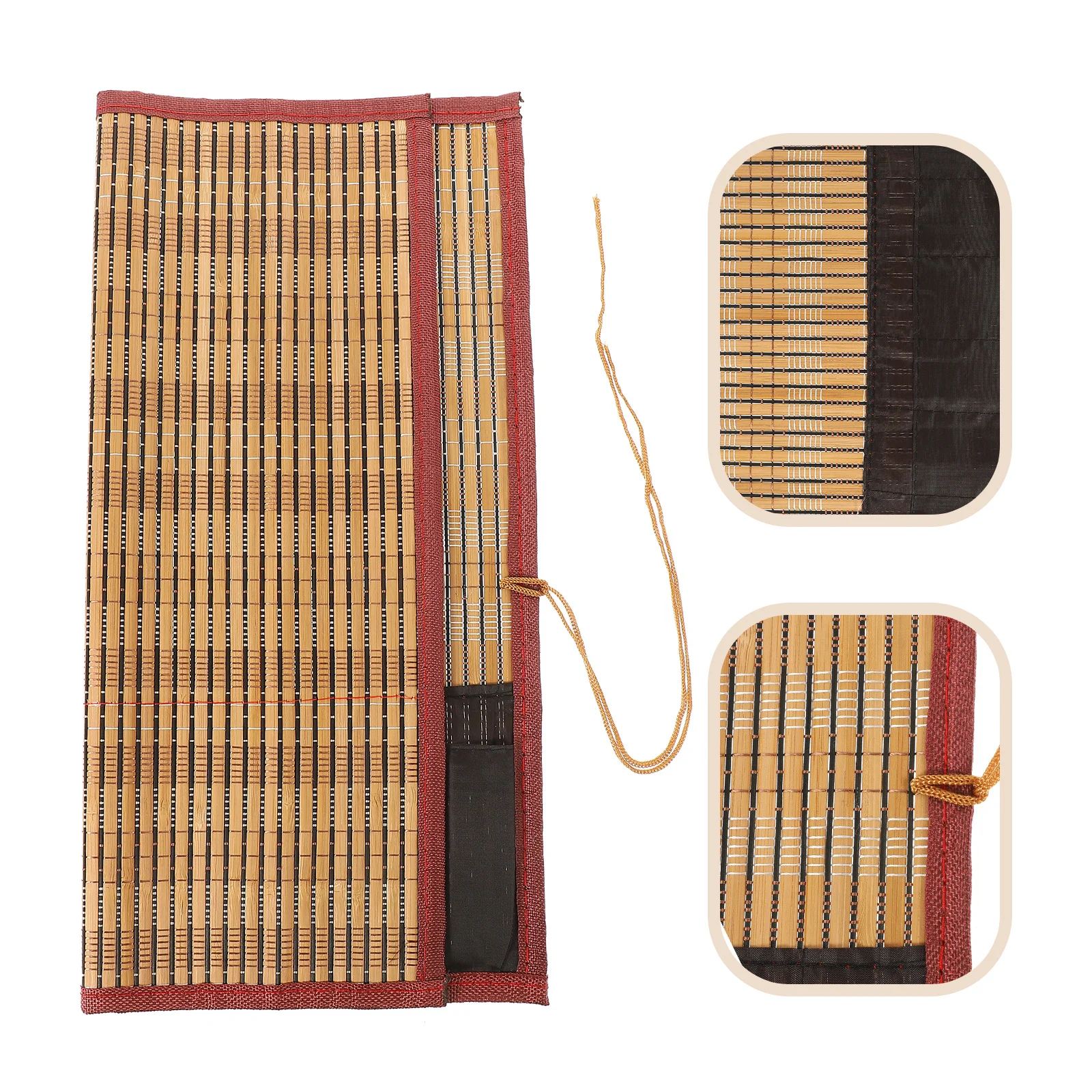 Bamboo Pencil Roll Up Case Calligraphy Brush Pen Storage Bag Cotton Rope and Cloth Design Calligraphy Brush