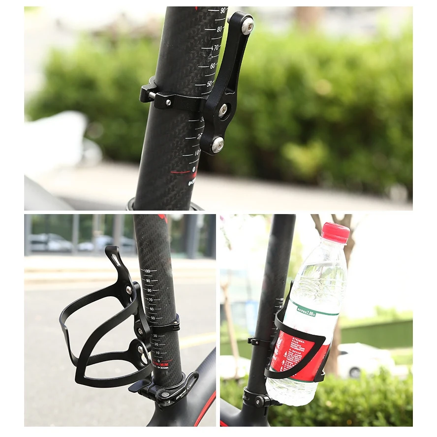 Bicycle MTB Water Bottle Clip Cage Holder Clamp Handlebar Bracket Mount Seatpost Handlebar Front Fork Frame Tube,Black M