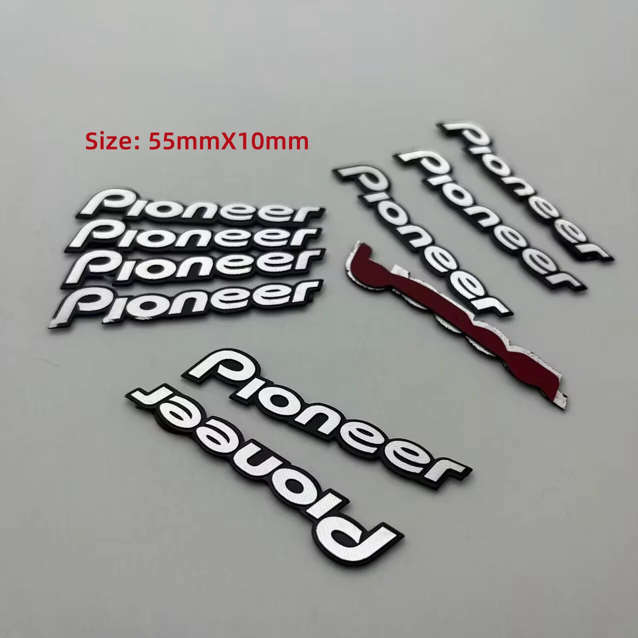 4pcs 20pcs 50pcs For Pioneer Speaker Audio Speaker 3D Aluminum Badge Emblem Stereo Sticker Accessories Size 55mmX10mm