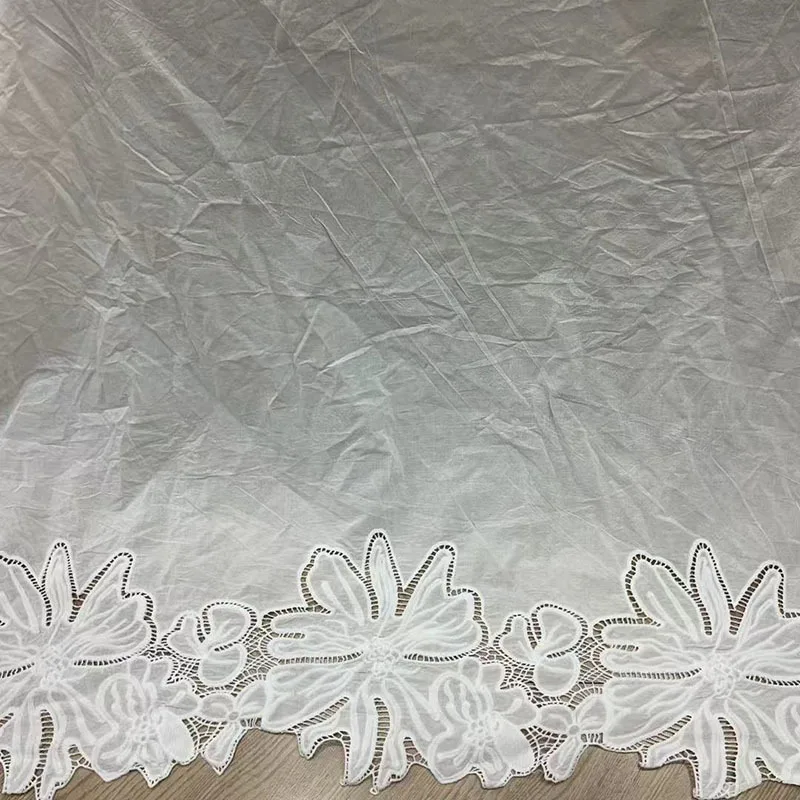 

Water-soluble laser lace embroidery with double-sided stitching cotton fabric for women's clothing dress trims designer fabric