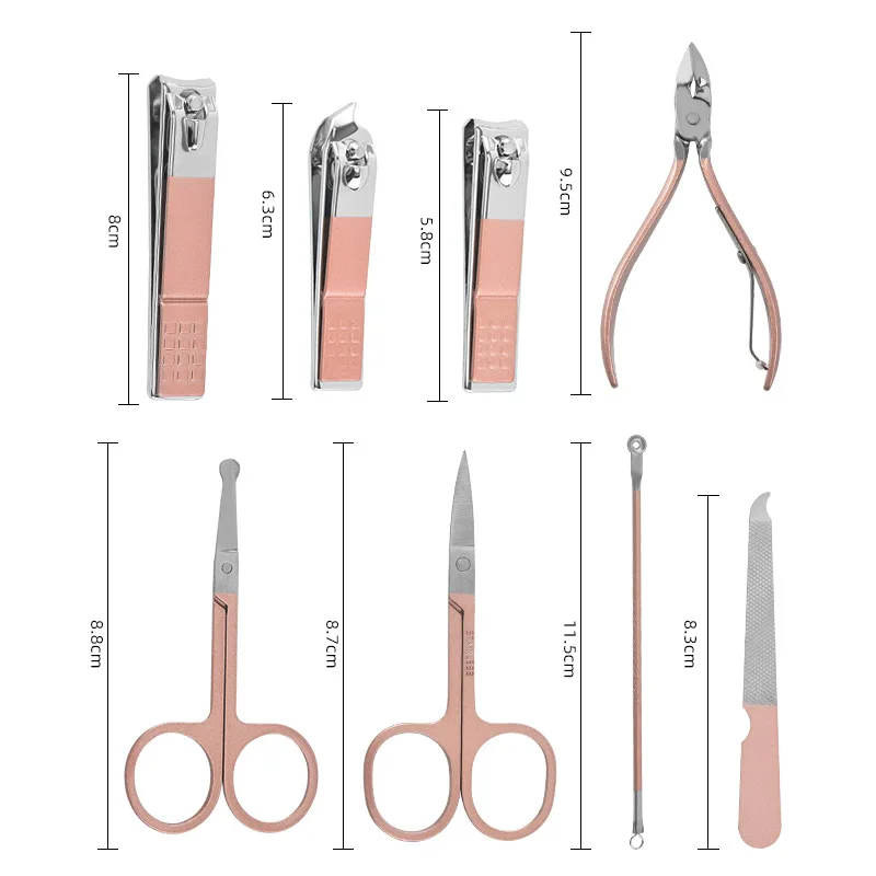 Stainless Steel Nail Clippers Set Ear Spoon Nail Clippers Pedicure Nail Art Tool Manicure Nasal hair clippers Tweezers kit