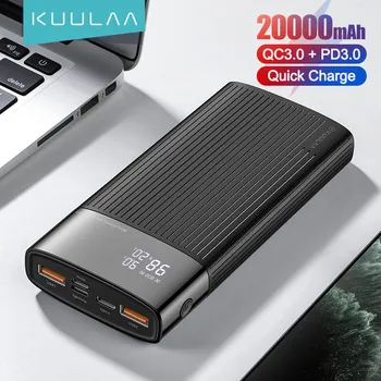 KUULAA Power Bank 20000mAh QC PD 3.0 PoverBank Fast Charging PowerBank 20000 mAh USB External Battery Charger For iPhone 15 14