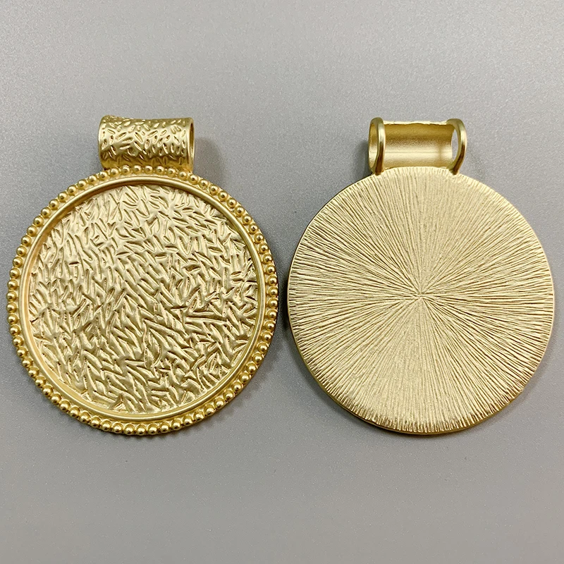 1 Piece Genuine Gold Color Round Medallion Charms Plated Large Bohemia Boho Pendants for DIY Necklace Jewellery Making