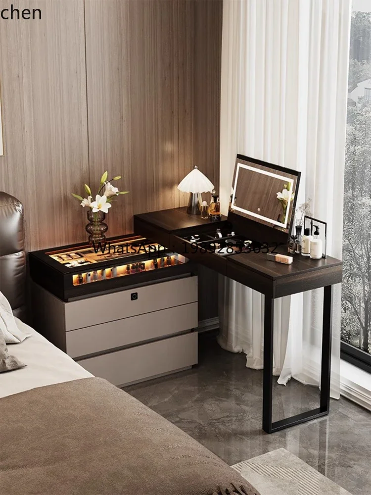r5.13   Dressing Table Storage Cabinet Integrated Bedroom Bedside Storage Cabinet Flip Cover Makeup Mirror
