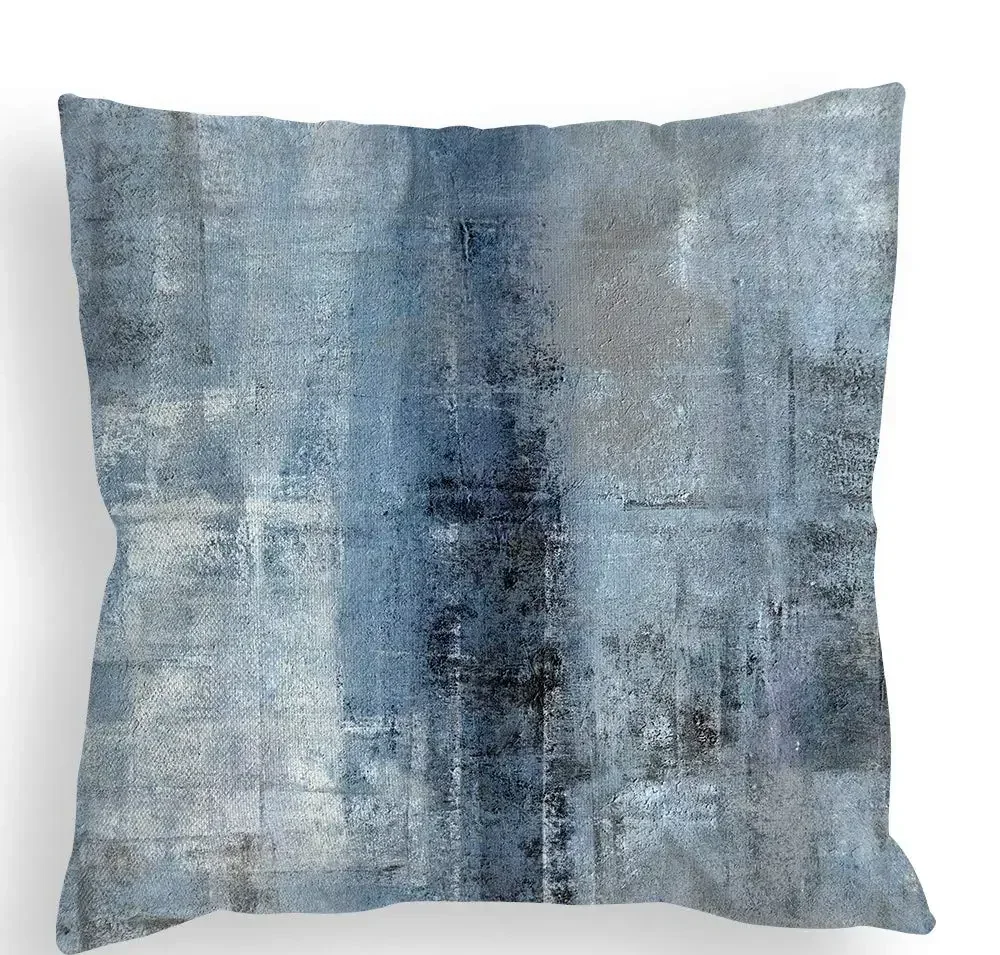 Nordic Blue Grey Abstract Linen Pillowcase Living Room Sofa Cushion Cover 40*40 Home Decoration Pillowcase 60*60 Customizable