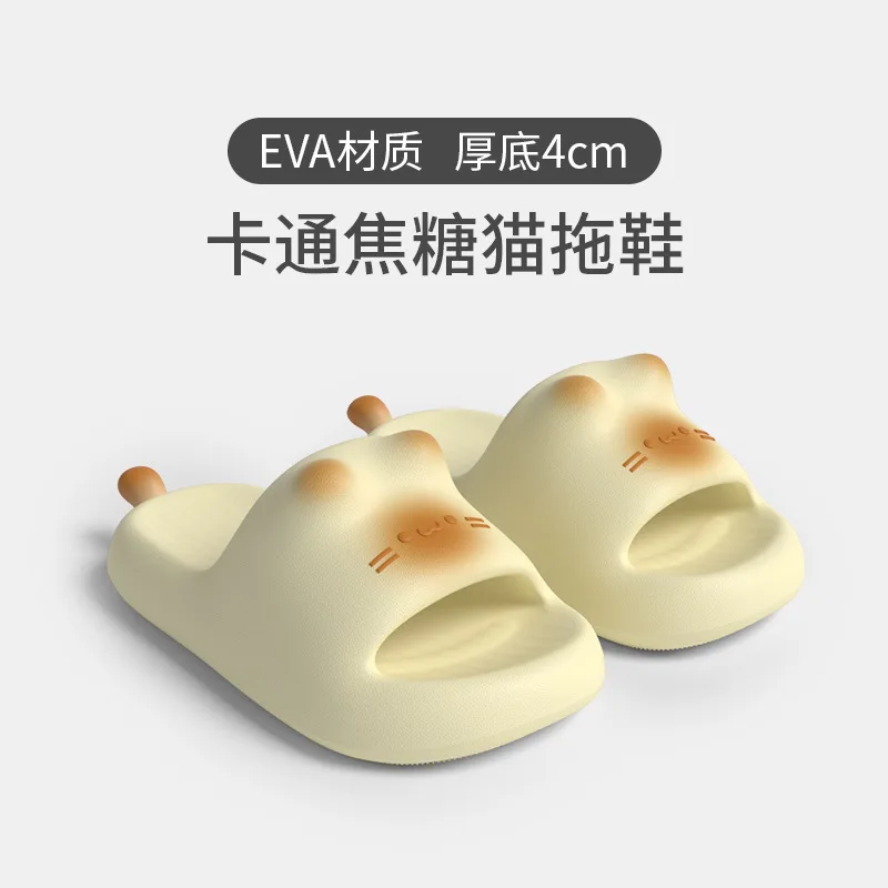 

Милые тапочки-котята женские летние домашние 2026, новые, для дома и улицы, с толстой подошвой, мультяшные, крутые, для девочек