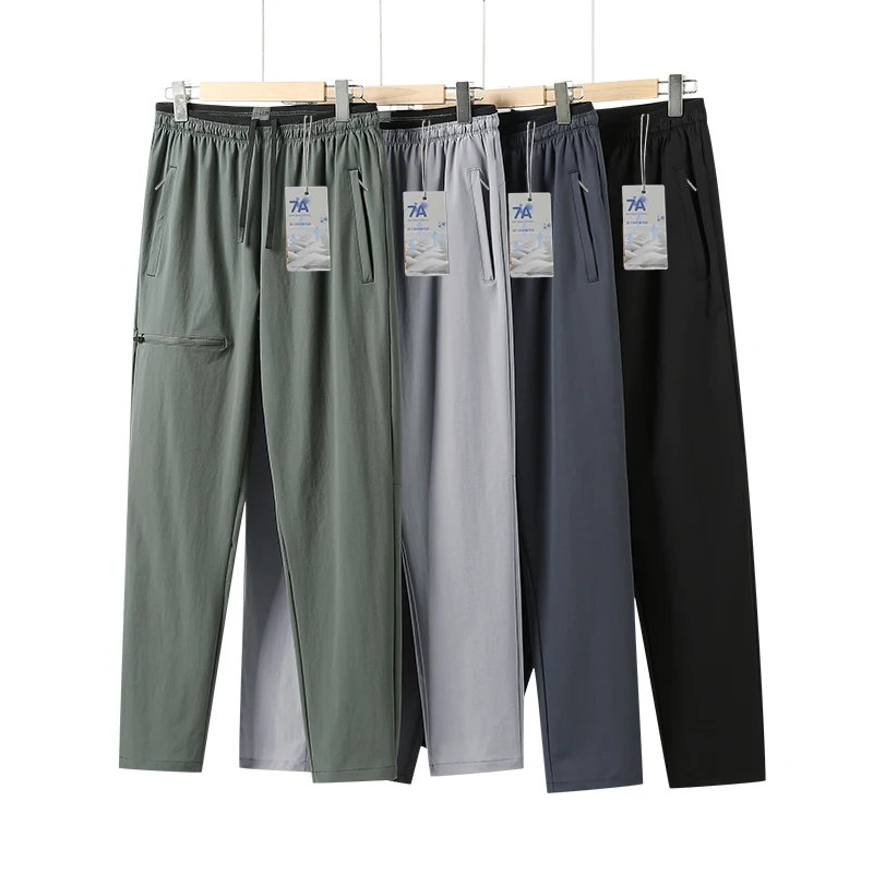 

Легкие дышащие быстросохнущие спортивные брюки из ледяного шелка для велоспорта на открытом воздухе, эластичные, облегающие, влагоотводящие