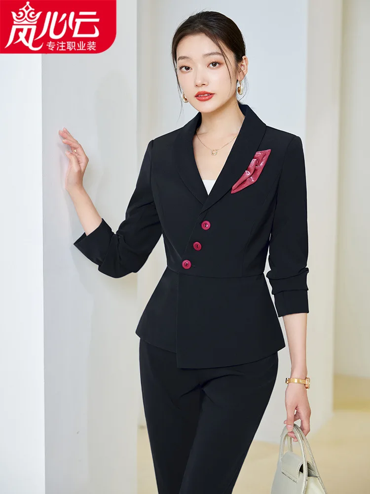 2024New Hotel Front Desk Attendant Beauty Salon Technician Overalls Female Temperament Business Suit High-End8303