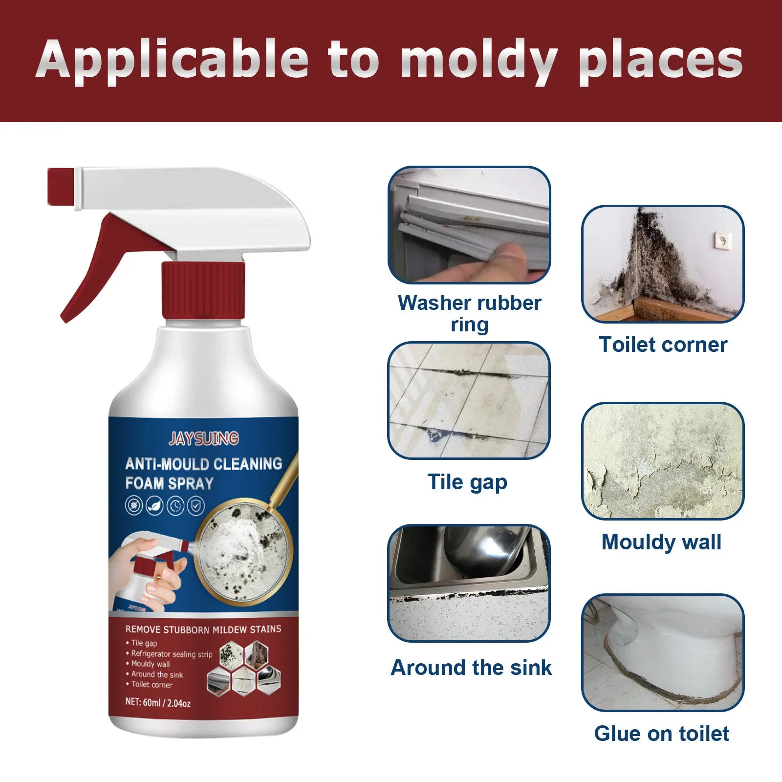 Household Mold Remover Spray Ceiling Mildew Cleaning Agent Wall Floor Mould Stains Remove Multifunctional Wall Tile Mold Cleaner