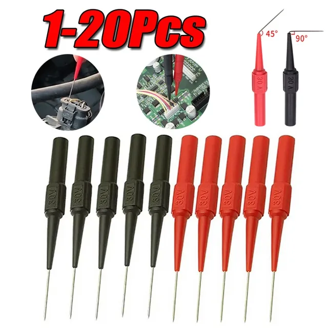 1-20 sztuk 30V narzędzia diagnostyczne multimetr przedłużenie przewodu pomiarowego tylny piercing igła końcówka sondy samochodowe zestaw sond testowych 0.7MM