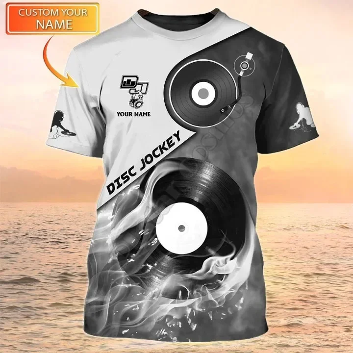 PLstar Cosmos Disc Jokey Shirt Custom Name Dj Disc Jockey Gift 3D Printed T-Shirts Short-Sleeve Tee Men/Women Streetwear