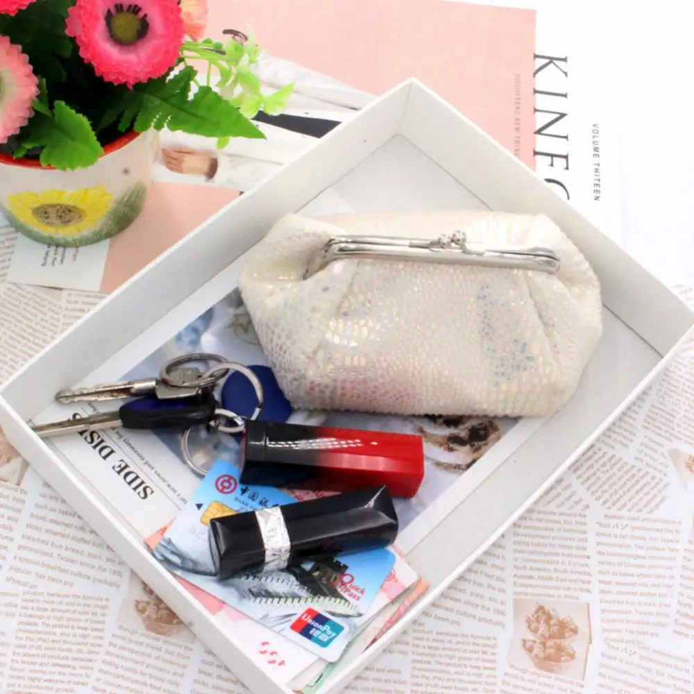 Makeup Bag Girls Handbag Women Laser Kiss Lock Round Wallet Clutch Pouch Coin Cash Card Holder Purse Storage Organize Handbag