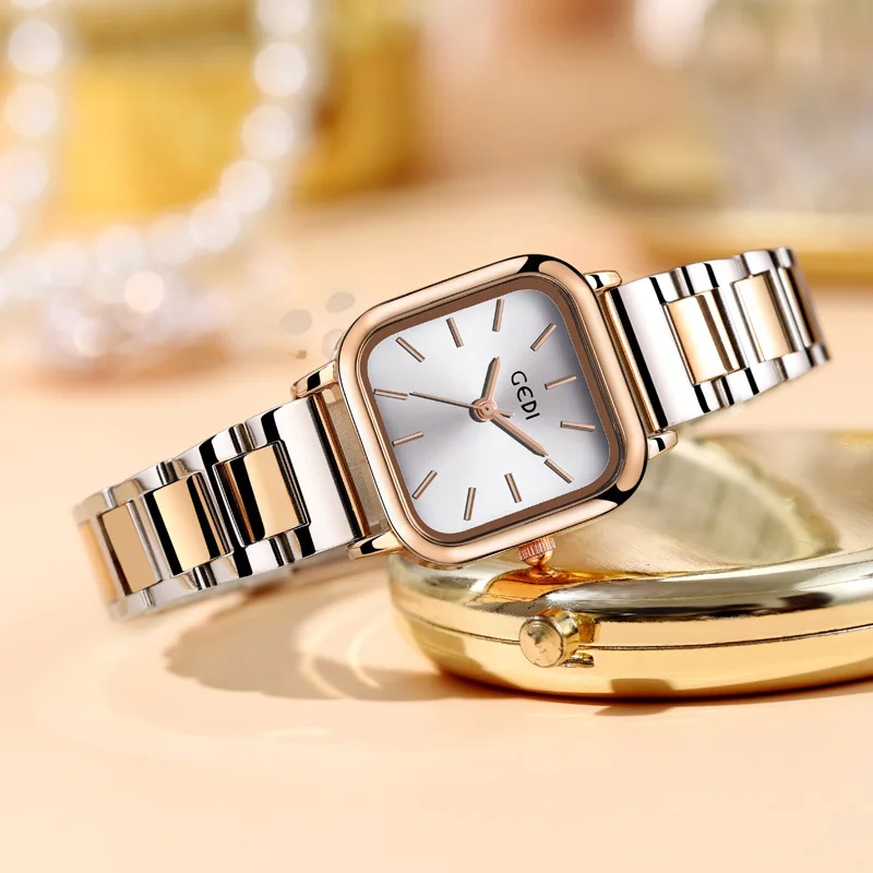 YFY simple retro niche style Roman scale temperament small square plate watch women's student steel belt quartz watch