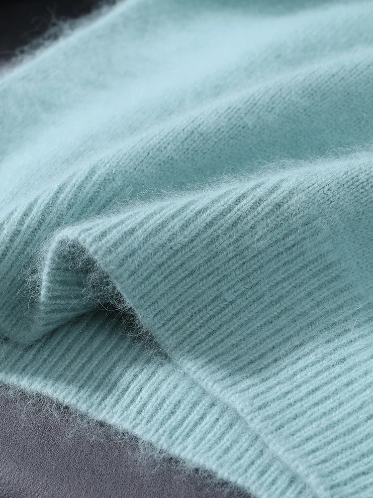 TLOML الخريف الشتاء الرجال 100% المنك سترة الكشمير المعنقة س الرقبة البلوز الأساسية الذكية عادية لينة الدافئة أسفل سميكة المنك الكشمير