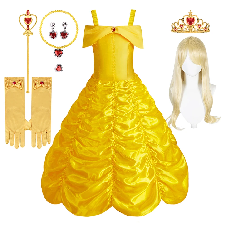 

Платья принцессы-колокольчики на Хэллоуин для девочек, детский карнавальный костюм «Красавица и чудовище», детское платье для рождественского карнавала, дня рождения