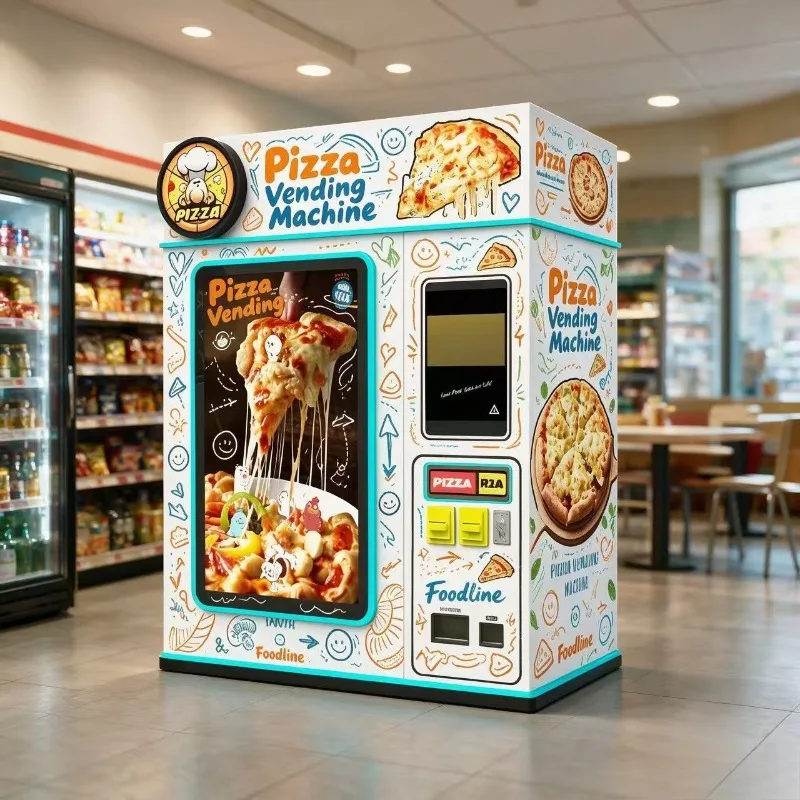 Distributeur automatique de pizzas avec conception anti-bruit, machine entièrement automatique pour la formation de pizzas, idéal pour les centres commerciaux et les clubs de loisirs