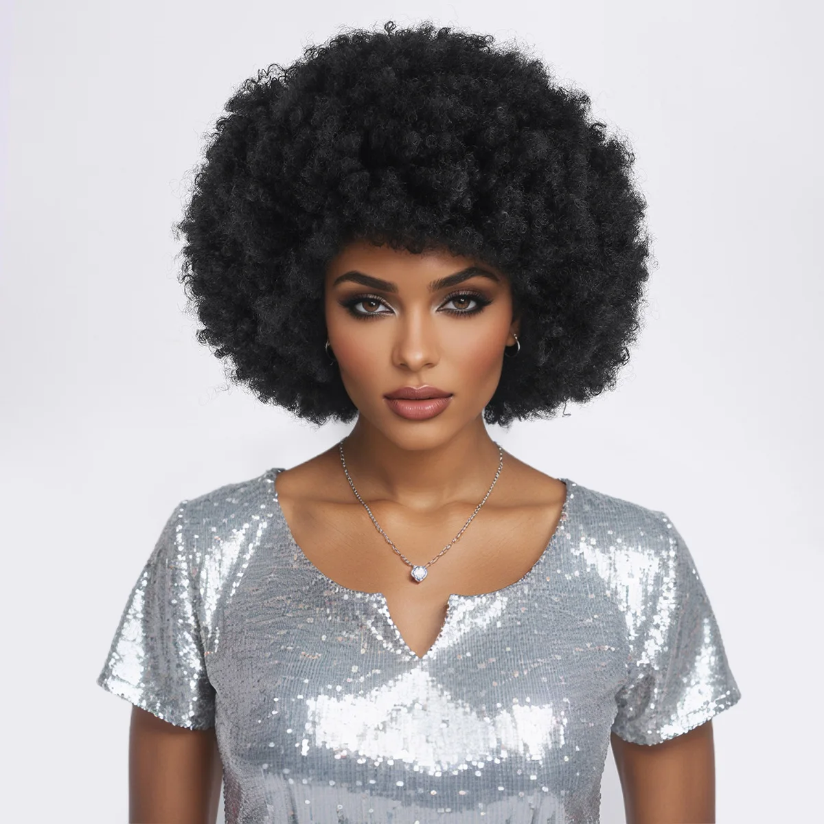 

Cross-border African women's wig hairpiece, fluffy small curls explosion head, fashionable fluffy small curls synthetic fiber ha
