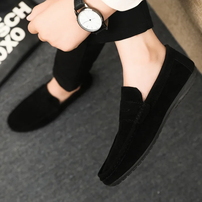 Men's Shoes Versatile Comfortable Work Shoes Driving Loafers Black, Grey, Khaki Three-Colour