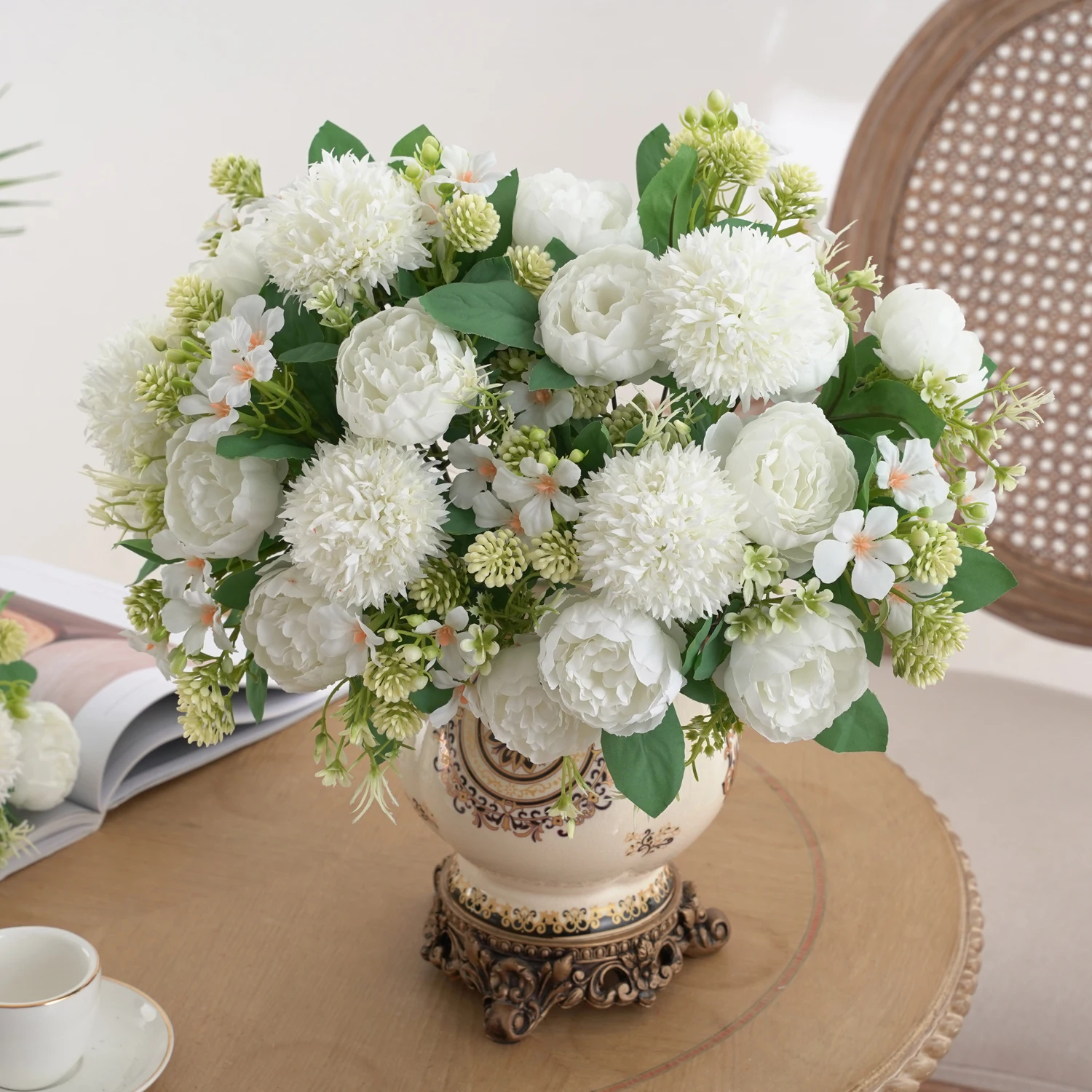 1pc Artificial Flower, Artificial Peony chrysanthemum, Simulation Flower, Home Wedding Desktop Decoration Valentine's Day Gifts