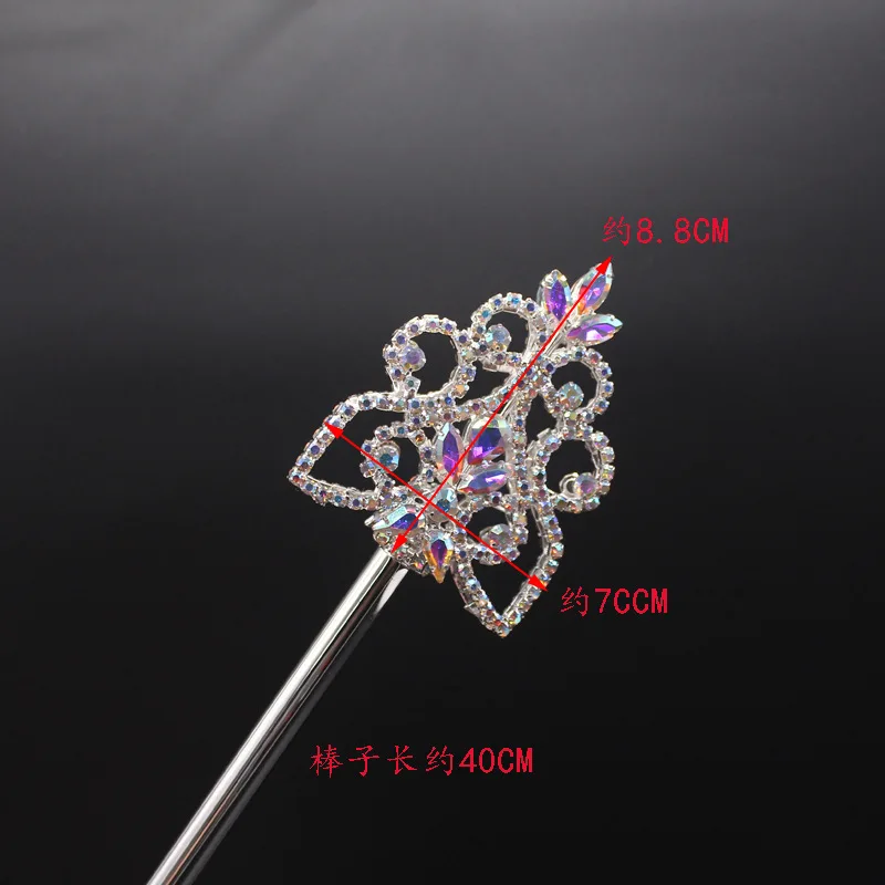Fashion Metal Flower With Rhinestones Magic Wand Beauty Pageant Scepter Props