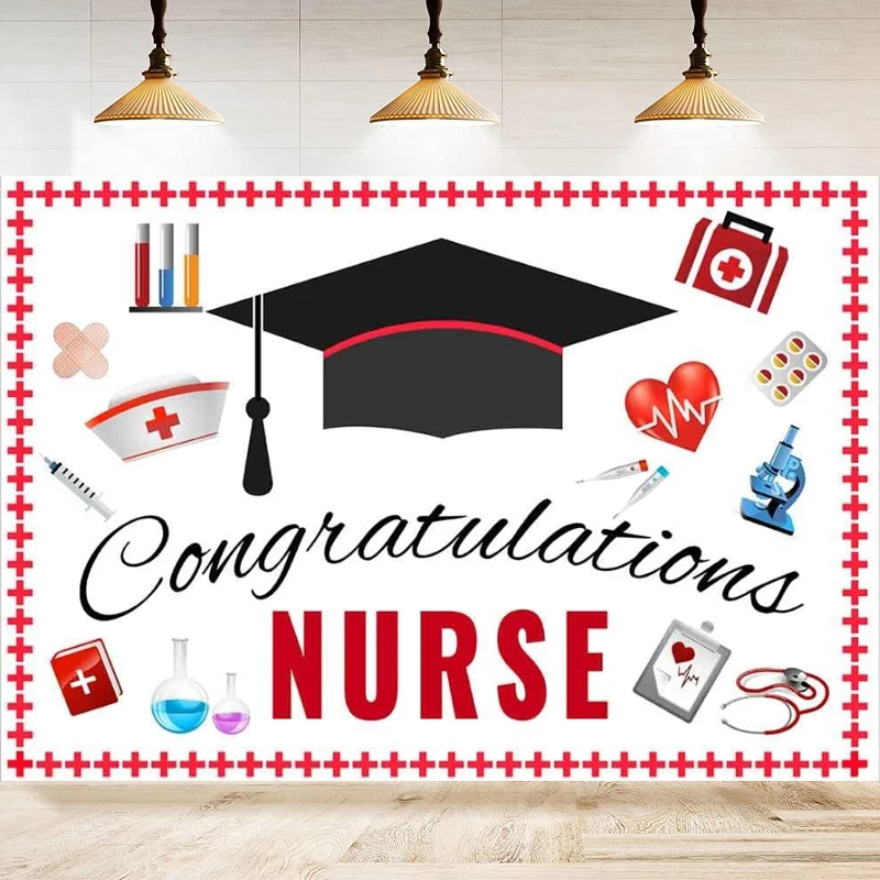 

Photography Backdrop Graduation Nurse Hospital Nurse Doctor Medical School Nursing Party Decortaion Poster Background Banner