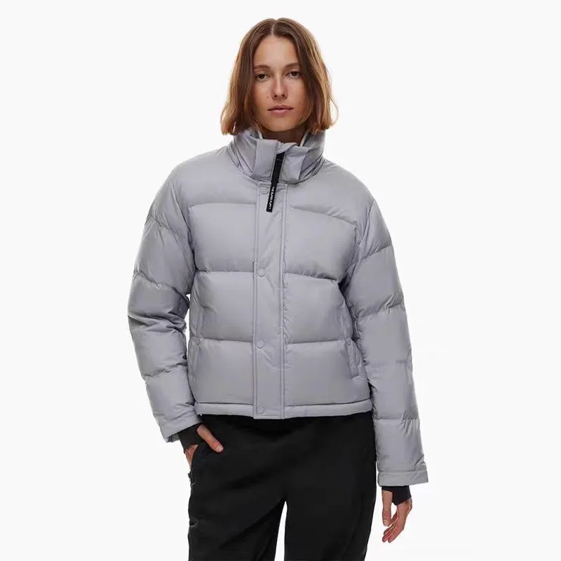 

Aritzia Ruby Foamy Matte Goose down Jaet Women's Loose Bread Sle ort Coat Warm Commute Sle Zipper Closure Winter Coat