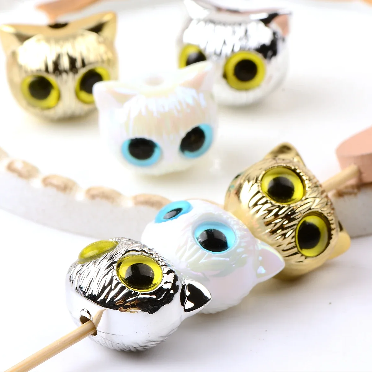 5pcs Mixed Plating Color Cute Cartoon Animal Acrylic Spacer Charms Beads for Jewelry Making DIY Key Chain Phone Chain Ornament