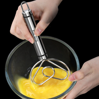 304 Stainless Steel Handheld Dough Whisk Manual Flour Mixer Eggs Mixing Pastry Blending Cake Pizza Mixer Kitchen Baking Tools