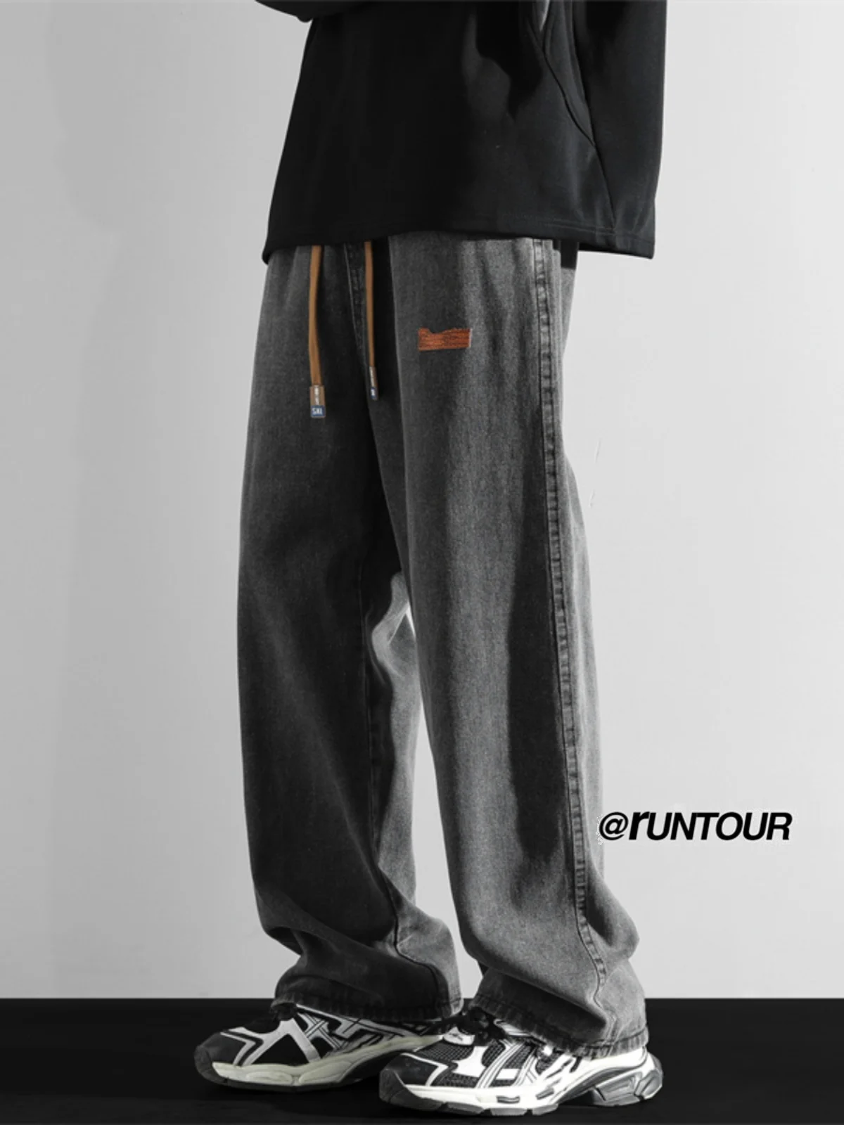 

Модные мужские прямые джинсы, свободные широкие повседневные длинные брюки, американские уличные брюки, осенняя модная молодежная одежда, Res...