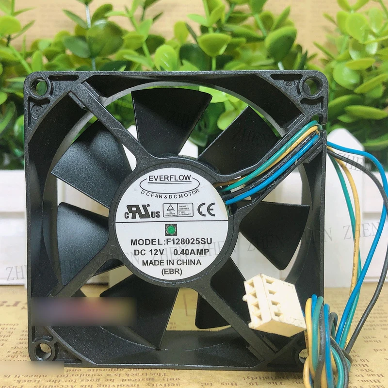 S New for EVERFLOW F128025SU DC 12V 0.4A 4-Wire Cooling Fan#QW