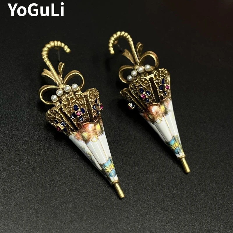 

Fashion Jewelry Vintage Temperament Umbrella Shape Earrings For Women Female Gifts Pretty Design Ear Accessories 2024 Trend New