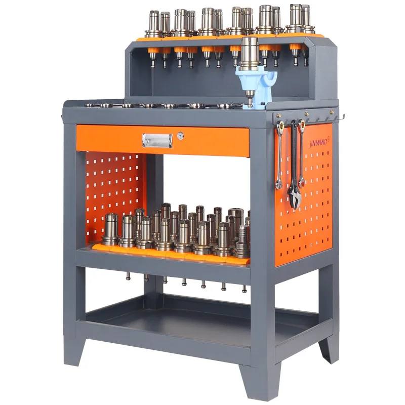 Drawer CNC Workbench with HSK63 Holder Rack, BT30 BT40 Holder Stand, Lock & Change Bench