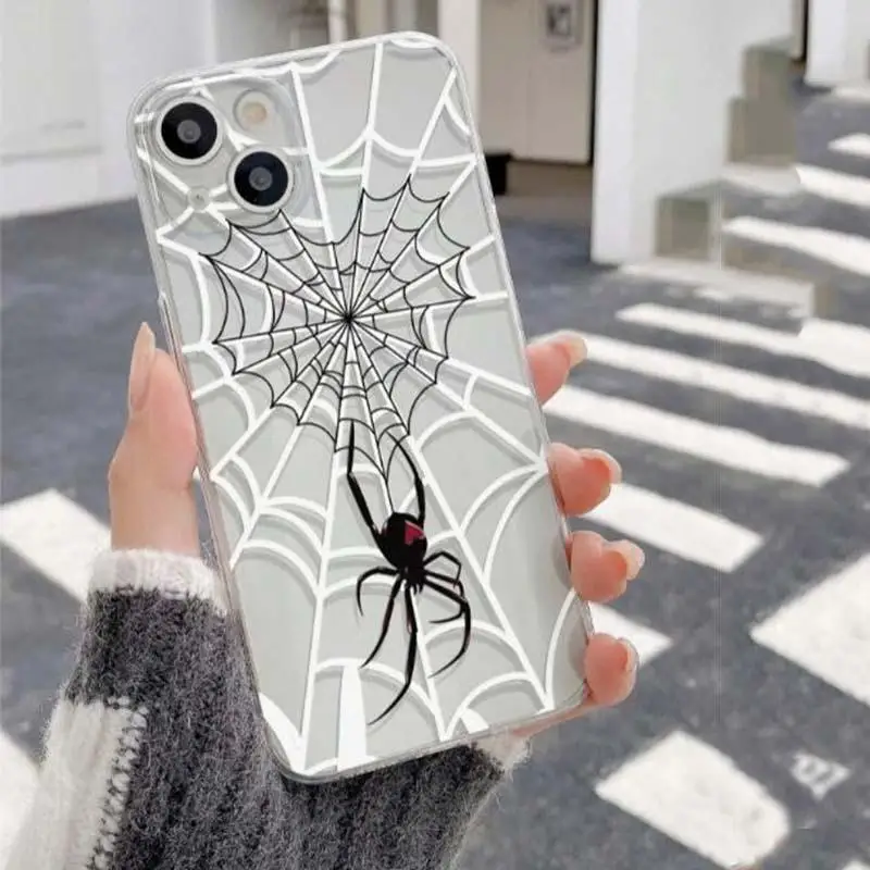 Coque de protection Black Spider Couple, Coque pour iPhone 15 Pro Max 11 12 13 14 Pro Max 6 6S 7 8 Plus 13 Mini XS Max Poly SE 2 3